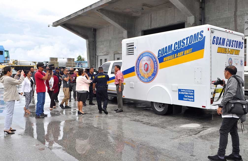 Customs & Quarantine Agency's X-Ray and Drug Detector Dog Unit conduct container inspection